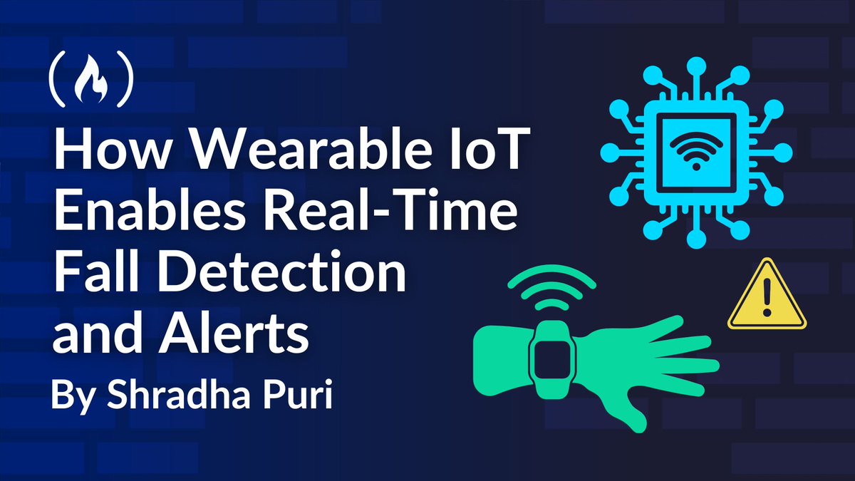 freeCodeCamp's tweet photo. Wearable fall detection can help people get help faster after an emergency.

In this article, Shradha explains how IoT devices use sensors, algorithms, and alerts to detect falls in real time.

You'll learn how accelerometers, gyroscopes, edge processing, ML models, GPS, and caregiver notifications work together in these devices.

https://t.co/G0SvLiBBS3