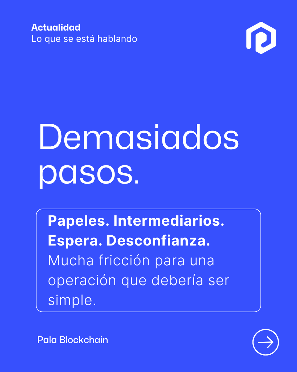 PalaBlockchain's tweet photo. ¿Y si nunca fue la demanda? 🏗️📉

Durante años, el problema no fue vender.
Fue la forma de vender.

📄 Papeles
🤝 Intermediarios
⏳ Espera
🔒 Desconfianza

Demasiados pasos para una operación que ya debería ser simple. https://t.co/N4SfvSWLD5