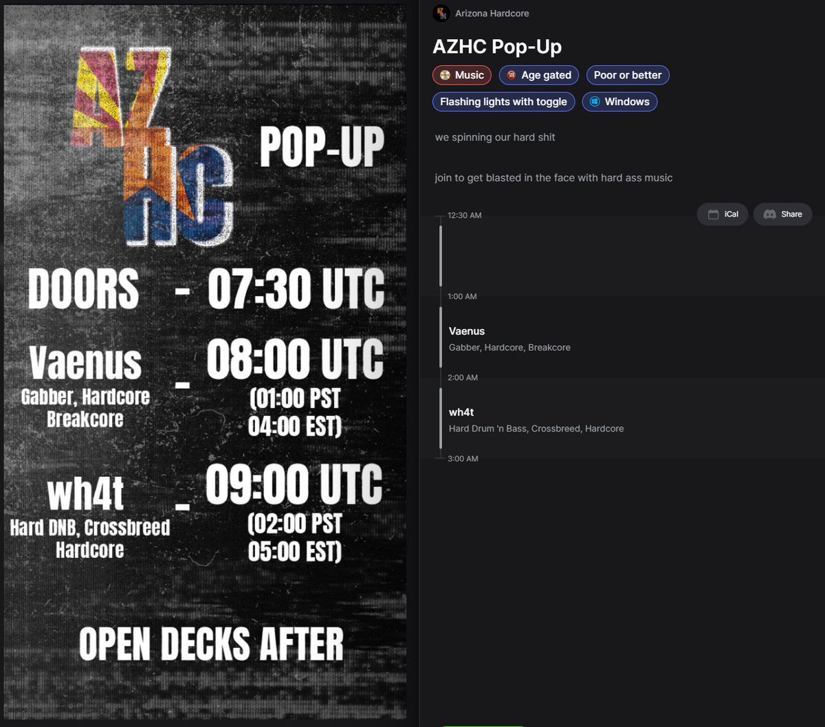 vbwh4t's tweet photo. me n my friend vaenus are gonna be doing a popup tonight on vrc. come by and join to get blasted with hard music. group link in the replies https://t.co/DAQr849lJE