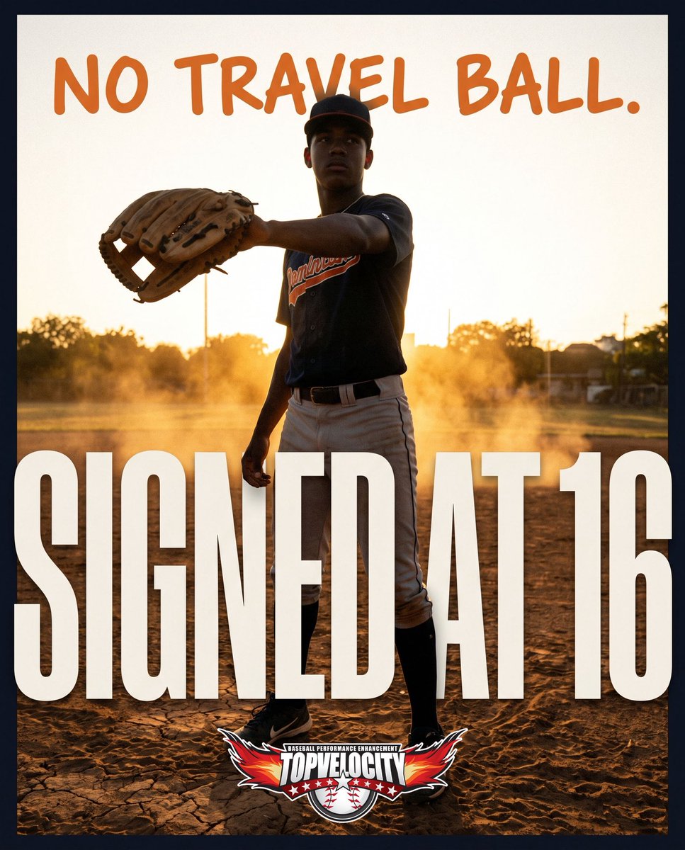 TopVelocity's tweet photo. They’ve never played a single travel ball game.

And they’re signing pro contracts at 16. 🇩🇴

Read that again, baseball parents. 👇

While American families spend $40,000+ chasing tournaments, the Dominican Republic — a nation of just 11 MILLION people — put 93 players on MLB’s Opening Day roster. More than any country on Earth.

No travel ball. No $300 weekends. No year-round grind.

Here’s what the science actually says 🧵

📊 Only 0.5% of U.S. high school players ever get drafted. 1 in 200. Travel ball didn’t change that number — it just emptied your bank account.

🔬 The American Orthopaedic Society for Sports Medicine: NO evidence early specialization helps young athletes.

⚠️ Youth Tommy John surgeries are up 500% since 2000. Pitching 8+ months a year = 5X the injury risk.

💔 70% of kids quit organized sports by age 13. The #1 reason? It stopped being fun.

You weren’t buying development.

You were buying a schedule.

Your son doesn’t need more games. He needs better development — built on the same biomechanics and force-production science that produces elite arms worldwide.

That’s exactly what we teach at the 3X Velocity Camp. 🔥

👉 REGISTER NOW: https://t.co/RRwF9tA0cL
(tap the link in our bio to claim a spot)

⚾ SAVE this post and SEND it to a baseball parent who needs to see the truth.