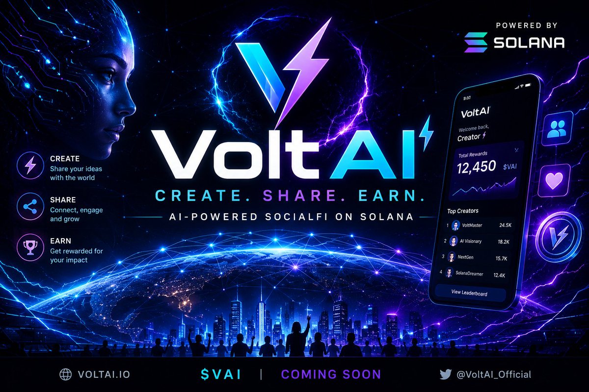 ShadowMintSOL's tweet photo. ⚡ Every post has value.
💬 Every comment matters.
🌍 Every contribution earns.
Welcome to VoltAI.
🤖 AI-Powered SocialFi
⚡ Built on Solana
#VoltAI #SocialFi #Solana #AI #Web3 #Solana #BinanceAngels #bitcoin #Sol #MemecoinSzn #CryptoProduct https://t.co/uC3yIc8reN
