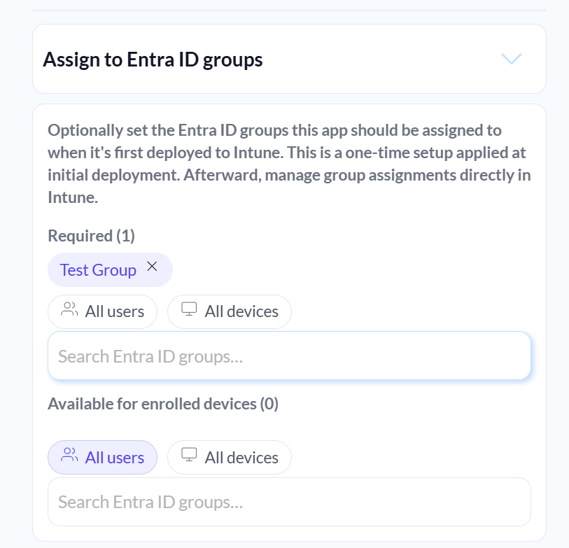 IntunePckgr's tweet photo. NEW FEATURE UPDATE. You can now assign Entra ID groups for newly deployed applications directly in Pckgr. Set groups once and they are reapplied automatically with each update.

This is why we love reviews and feedback, it shapes the direction we know to go as a platform to actually deliver updates and changes that bring you the most value. Funnelled directly from a G2 review left last week from one of our customers, to top of the priority pipeline and now ready for use.

Reviews welcome (and appreciated): https://t.co/8L4Qseou9g