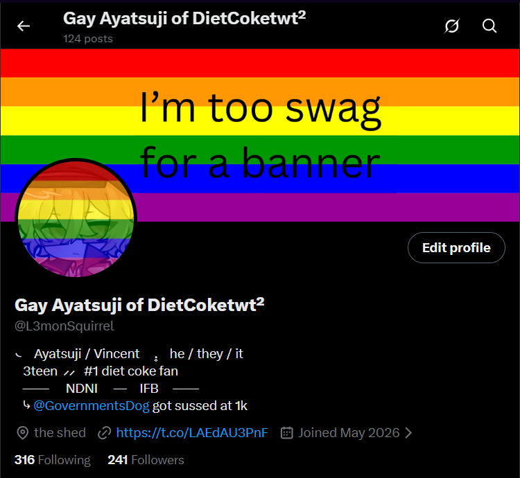 Gay Ayatsuji of DietCoketwt² tweet media