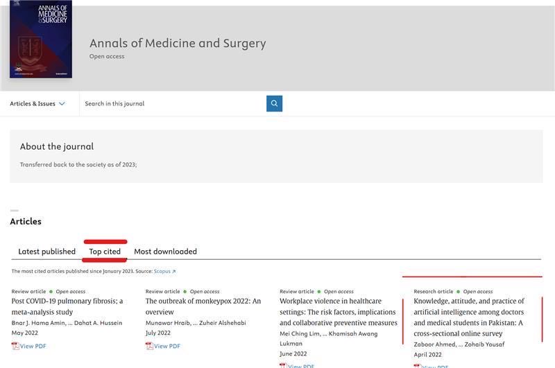 kkbhinder's tweet photo. 🚨 “Knowledge, attitude, and practice of AI among doctors and medical students in Pakistan”

📊 300+ citations
🌍 One of the most cited AI papers in Annals of Medicine &amp; Surgery (7,000+ articles)
🧠 Early structured AI-in-medicine study from Pakistan

#AI #ArtificialIntelligence https://t.co/VrOdoMOKQH