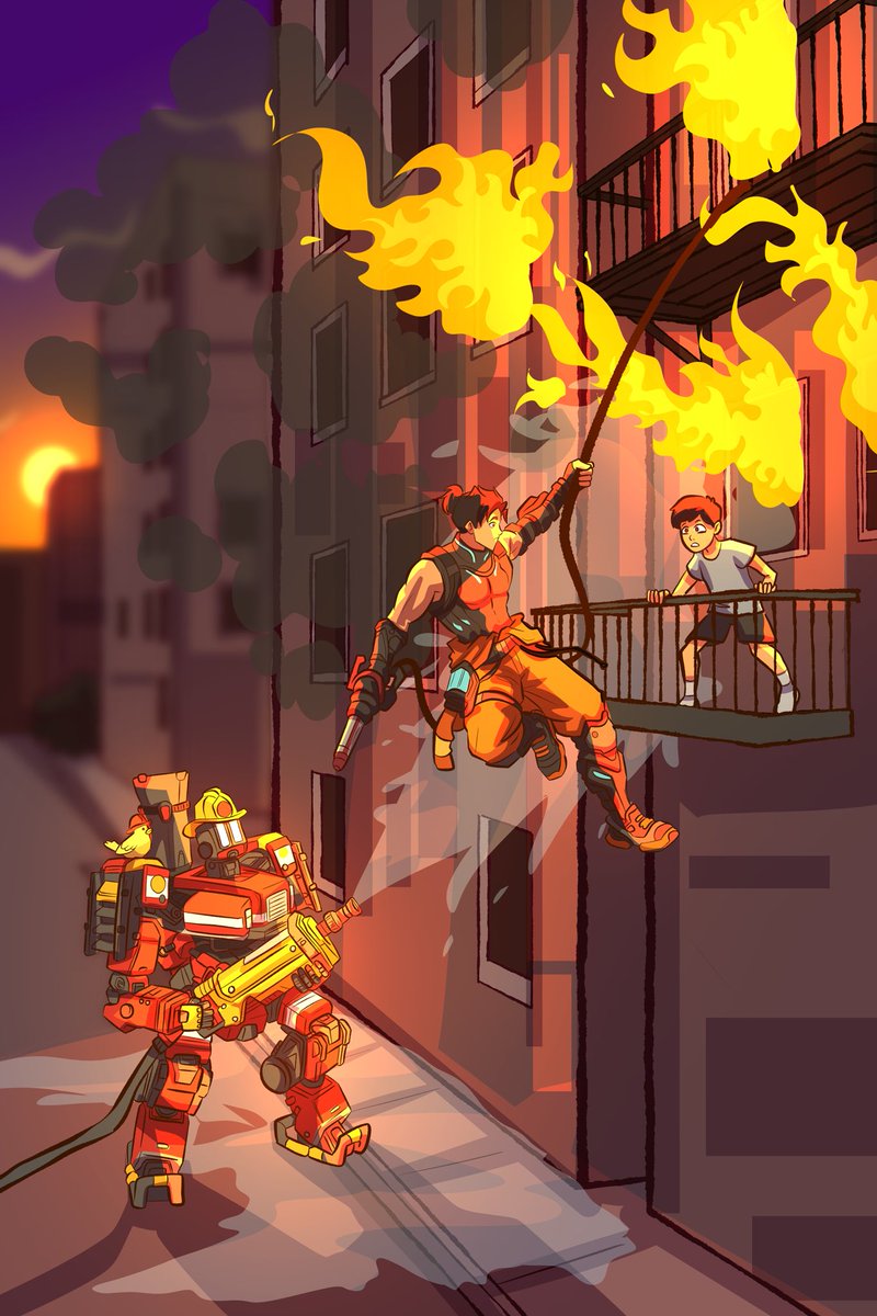 LuzillaTitan's tweet photo. -Firefighters- 

Bastion and Wuyang as firefighters! 
Art is made by @Shad0wspd 

#Overwatch #OverwatchFanart #Bastion #Wuyang https://t.co/HQ80StJvtU