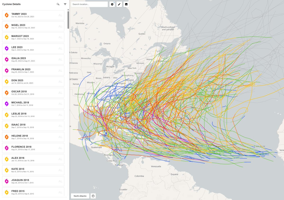UhDebbie's tweet photo. While less likely, intense storms and landfalls aren't unprecedented during El Niño. Freak events do occur.
Image 1 showcases every Atlantic hurricane since 1851 to occur during an El Niño. Image 2 showcases the same thing, but for El Niño events of at least +1.0°C. This is what we're likely to see with this up and coming season.
Image 3 showcases every hurricane to strike the CONUS while El Niño was present. This includes storms like 1900 Galveston, Betsy 1965, Camille 1969, Bob 1991, et cetera. So while the chance of us seeing something historical is less likely, it's not zero. El Niño is not a reason to skip your hurricane prep. And as history has shown us, it only takes one.