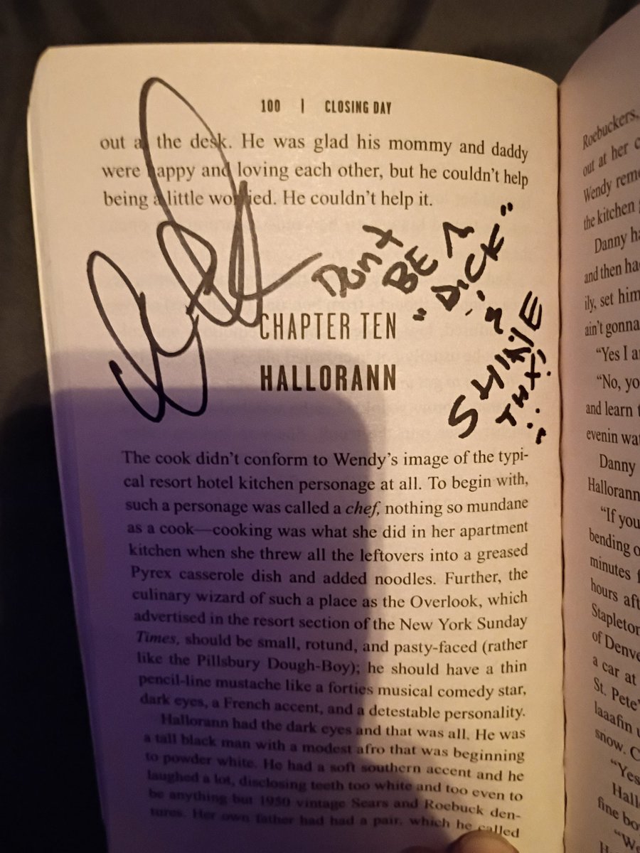 rgates86's tweet photo. Wow @chalkchris is an amazing actor and also a SUPER cool dude to meet in person, funny as hell too. My family and I just met him at Spooky Empire this past weekend. It made my sons birthday all the better.  He knew which page of The Shining to sign. #welcometoderry
@DerryHBO https://t.co/HvlOTmVDHi