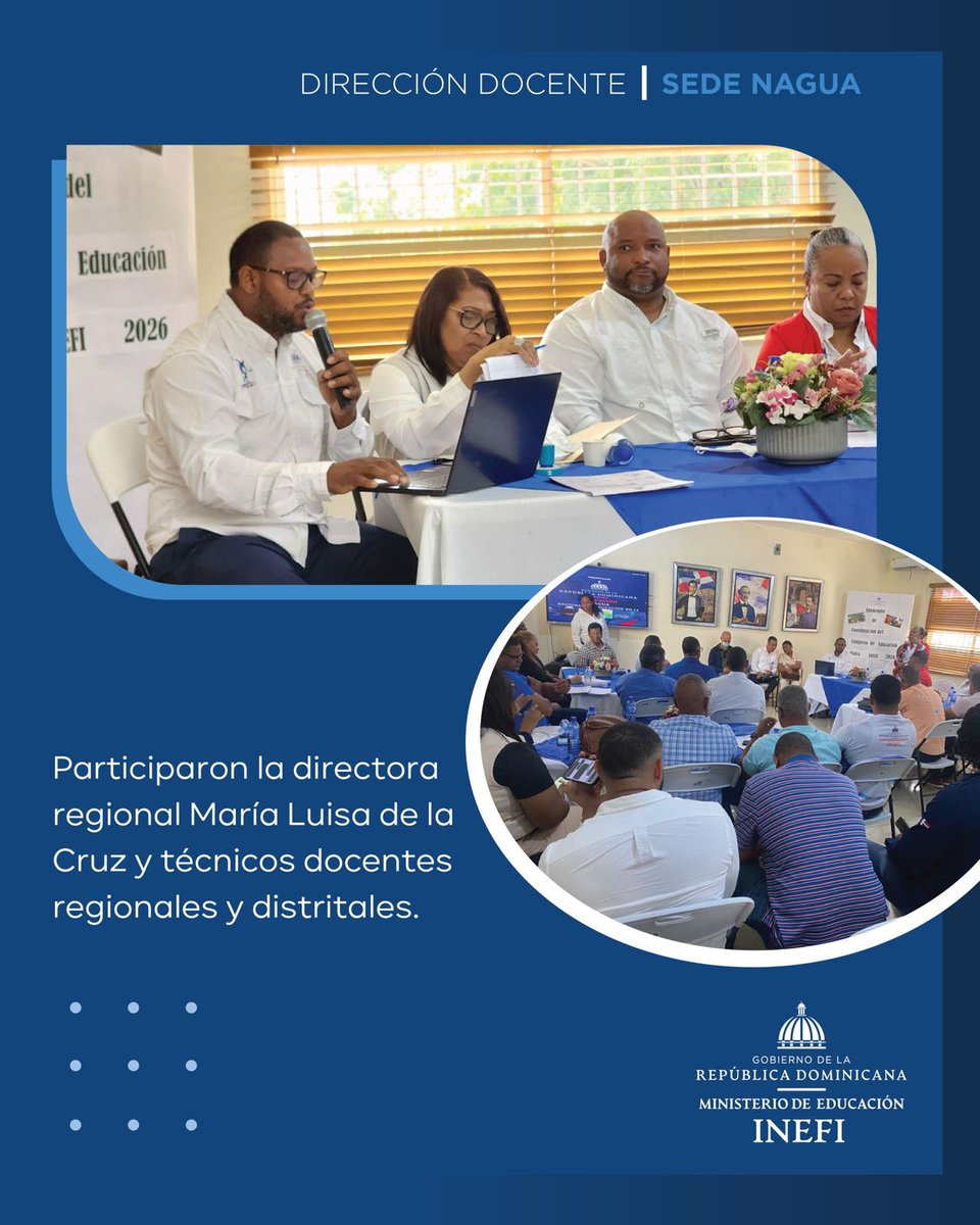 inefirdoficial's tweet photo. Nagua fue sede de un importante encuentro regional de coordinación rumbo al Congreso Regional de Investigación en Educación Física 2026.🇩🇴✨

La jornada contó con la participación de la directora regional, María Luisa de la Cruz, junto a técnicos docentes regionales y distritales, quienes reafirmaron su compromiso con el fortalecimiento de la investigación y la innovación en la Educación Física.

También participaron Orlando Taveras, director docente; Niurka Sosa, encargada de los congresos regionales; Sandy Pottorreal, encargado científico de los congresos; Juan Matos, encargado de logística; Luis Brito, miembro de la comisión científica del congreso; y Dispreyli García, encargado de la sede Nagua.

Seguimos avanzando en la construcción de espacios académicos que impulsen el desarrollo profesional y la calidad de la Educación Física en la República Dominicana. 

#EducaciónFísica #CongresoRegional2026 #InvestigaciónEducativa