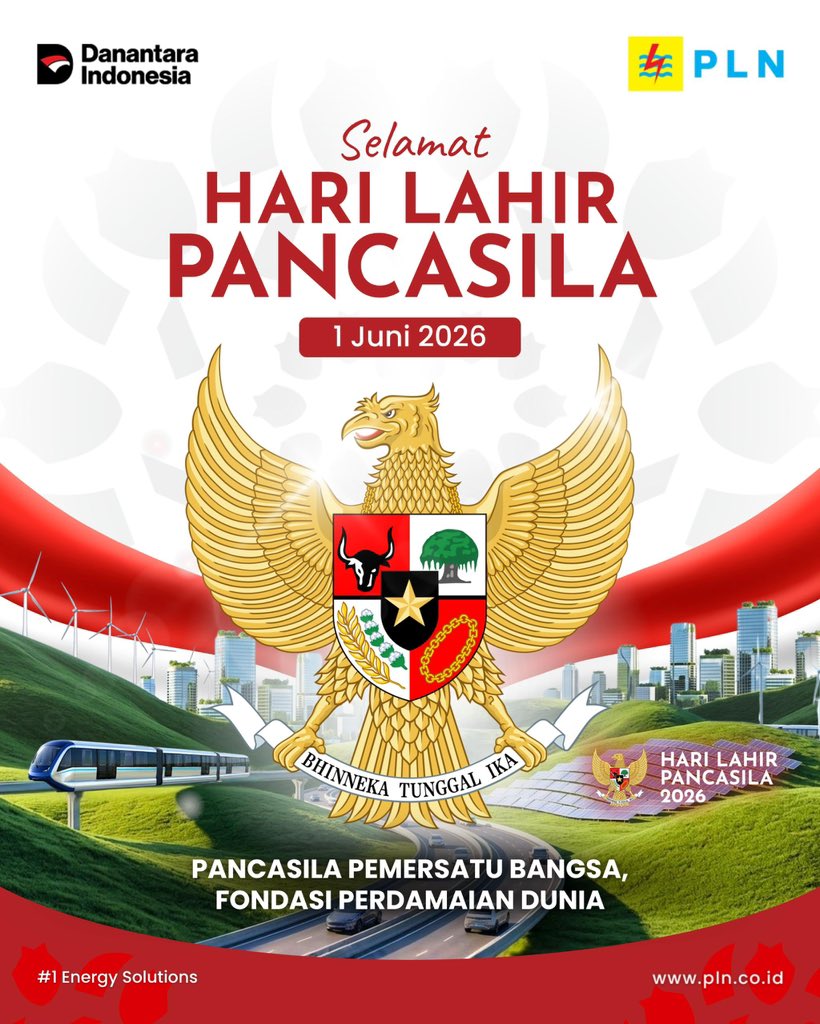 pln_ntb's tweet photo. Caption:

Pancasila merupakan fondasi nilai yang menyatukan keberagaman bangsa Indonesia.

Dengan penguatan implementasi nilai-nilai Pancasila di setiap lini kehidupan, kita bergerak bersama menuju Indonesia Emas 2045🇮🇩

#PLNUntukSemua #PLNUntukIndonesia #HariPancasila https://t.co/nCxzERAD39