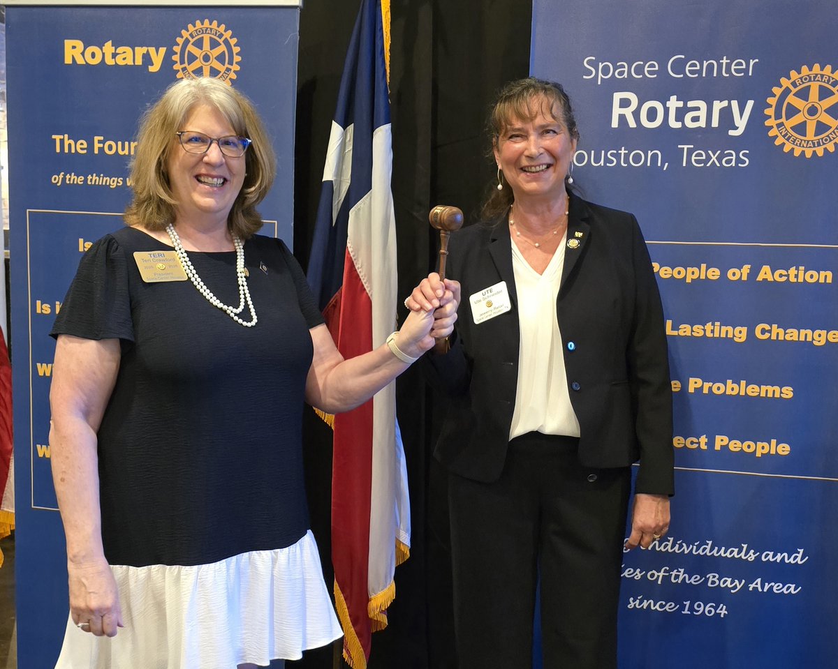 SpaceCtrRotary's tweet photo. Officially installed Rotary Year 2026-27 Officers of Board of Directors!!! Congrats to President Ute Schneider and Immediate Past President Teri Crawford. https://t.co/02iFK14vMM