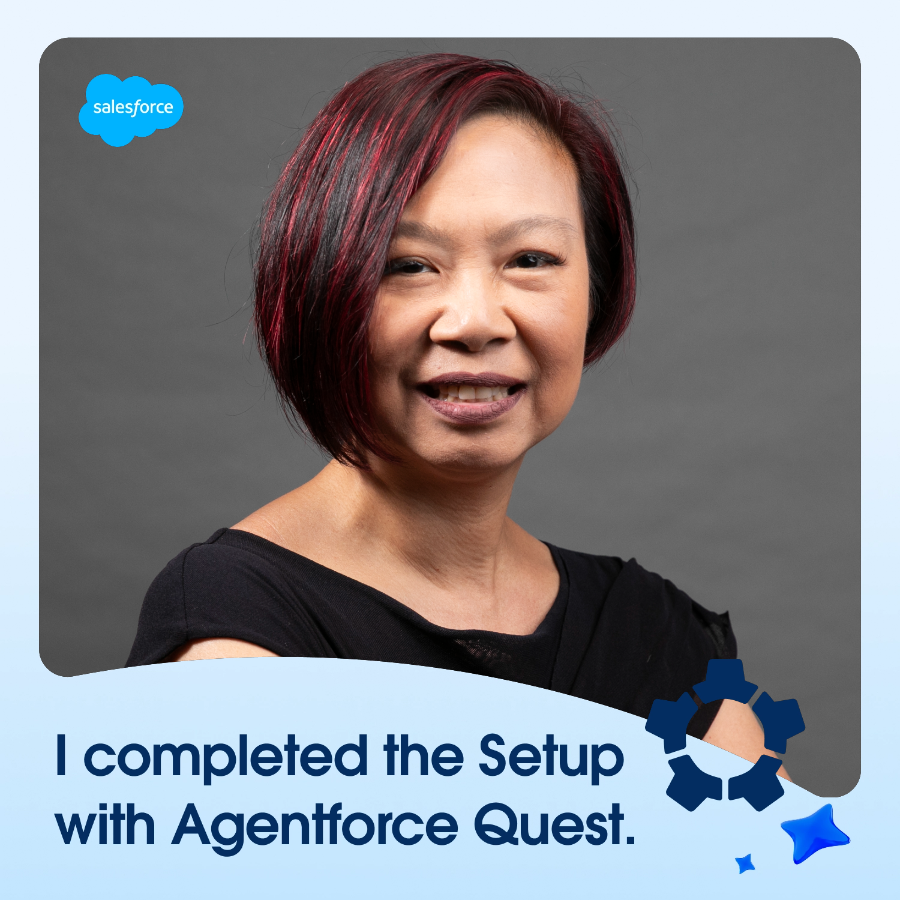 jenwlee's tweet photo. Woot woot! I just completed the Setup with Agentforce Quest. 

#SetupWithAgentforce and #SFSweepstakes https://t.co/aH4Ww0u9nM