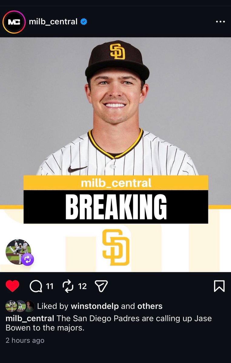 centralcatholic's tweet photo. ☘️⚾ WELCOME TO SHOW, JASE!!! ⚾☘️
Dream is now reality. Congrats to @Jase_bowen32 ’19 on earning his call-up to @Padres reaching @MLB!!! After being selected in 11th round of 2019 MLB Draft, Jase’s hard work, perseverance, & dedication have led him to baseball’s biggest stage. Irish Nation is proud of you — GO IRISH!!! #CentralToLife ☘️💚