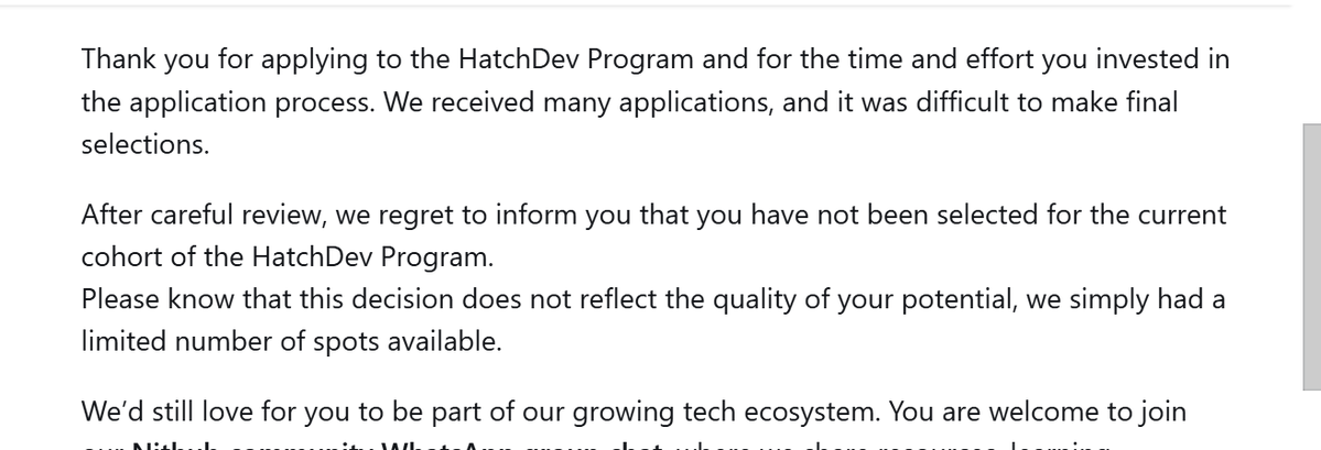 raey_joan's tweet photo. So, it went like this
"..the time and effort you invested in the.." 
"We regret to inform you sha"
"This decision does not reflect the quality of your potential oh.." 
"but limited number of spots avail.."

In conclusion, a beautifully written L is still an L🥹🤧
#frontendjourney https://t.co/zSTztU3nGO