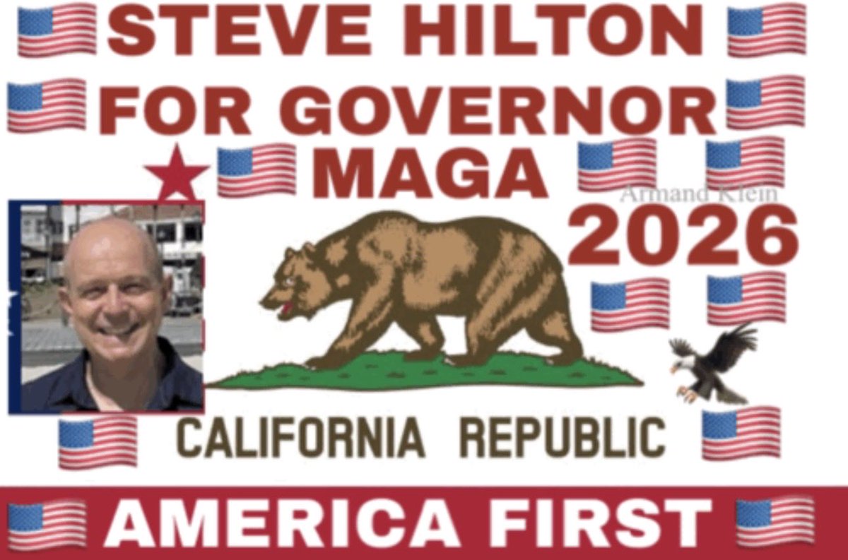 TheFloridaMike's tweet photo. California Republicans, please turn out to vote on Tuesday, June 2. Trump-endorsed @SteveHiltonx is the only GOP candidate that can make the two-person runoff. Vote for Steve. And if you are in Los Angeles, @spencerpratt is absolutely awesome. He will make a great mayor. #VoteRED https://t.co/hSnMfm9pNY
