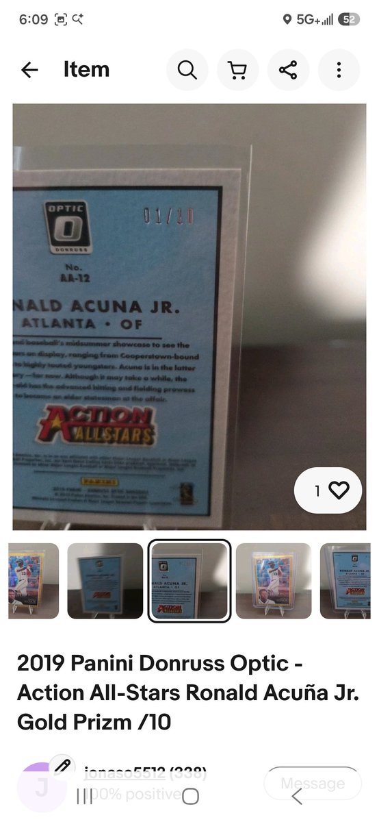 JonathanSoan's tweet photo. @84baseballcards @HobbyRetweet_ @spcardseller @CardsOnX @SlabtownCollect Acuna 
2nd Yr
Action All Stars /10
$60 https://t.co/SxLgq24kNF
