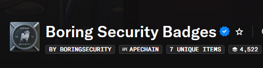 BoringSecurity's tweet photo. Officially Recognized by Opensea 🫡

Now our contributors can bid farewell to Discord tickets teaching people how to "Unhide" their BSec NFTs! 😂 https://t.co/T2vYMTEPi0