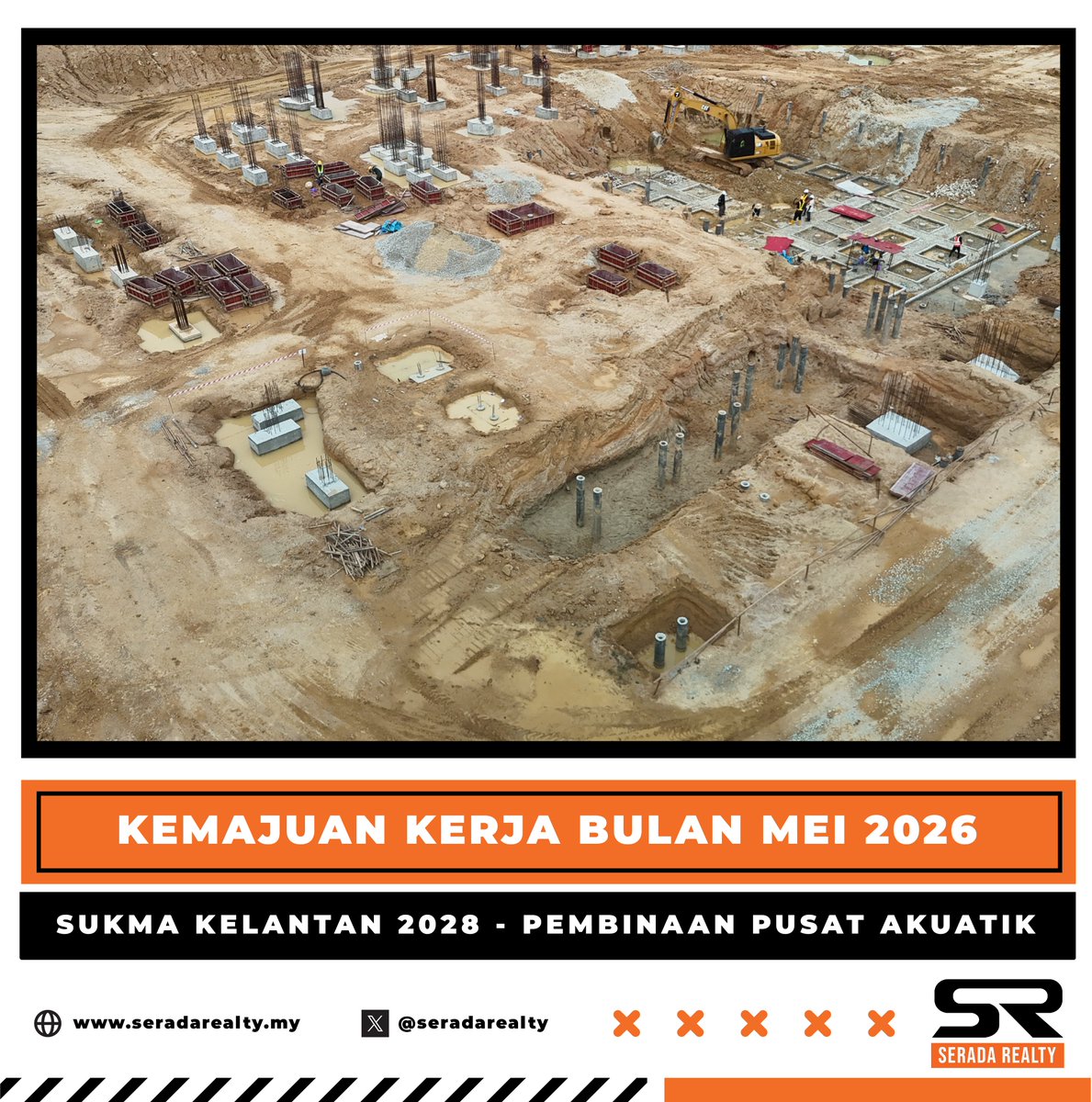 SeradaRealty's tweet photo. Kemajuan kerja bulan Mei 2026 
SUKMA KELANTAN 2028 - PEMBINAAN PUSAT AKUATIK. Kemajuan kerja semasa di tapak bina.

@KBSMalaysia
@JKRKelantan https://t.co/jKD71AEpuk