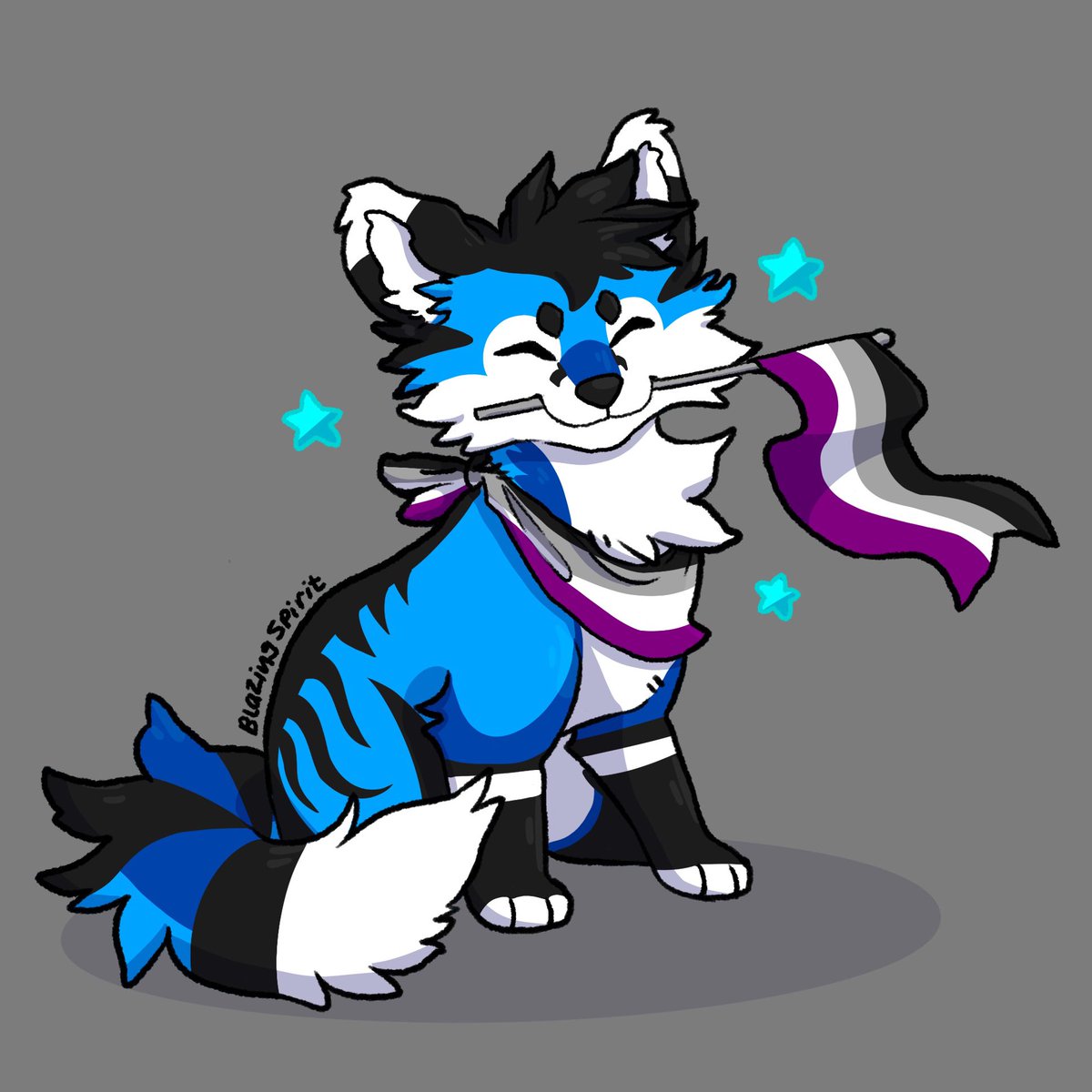 Foxikel's tweet photo. Happy Pride Month everyone, from your local asexual mammal 💜🤍🩶🖤 https://t.co/ONEzS4Dw8c