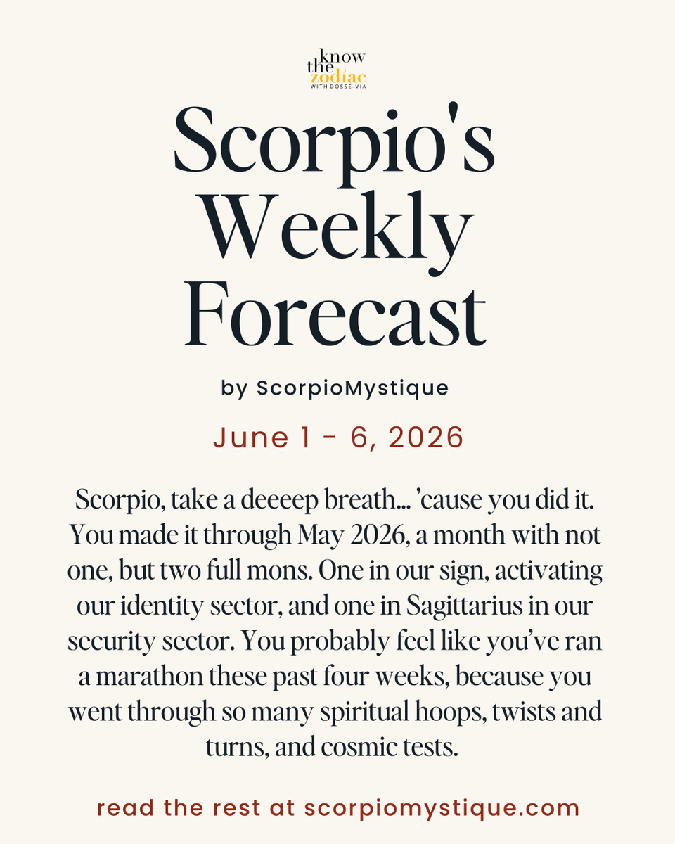 ScorpioMystique's tweet photo. #Scorpio, read the rest of your weekly horoscope on the @knowthezodiac app or on my https://t.co/r6lS5zllAm ♏️♥️✨ have a great week! https://t.co/X1qtN1xqSu