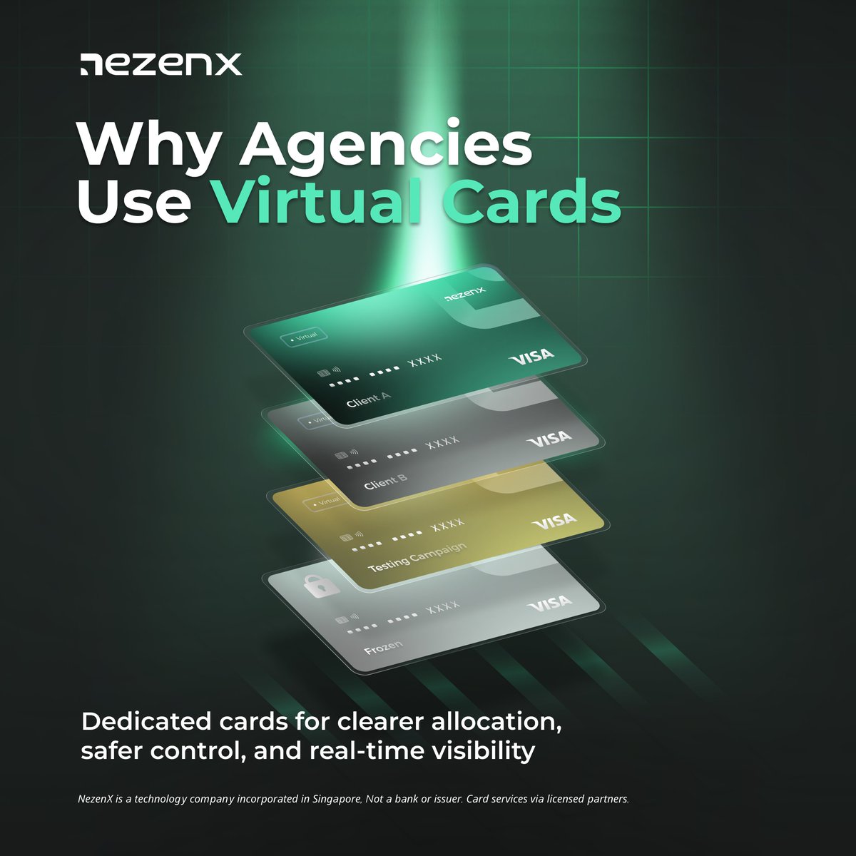NezenXGlobal's tweet photo. Why do agencies running multiple campaigns need virtual cards?
#NezenX #VirtualCard #MediaBuyer #AdSpend #Fintech #DigitalPayments https://t.co/90no2dzulb