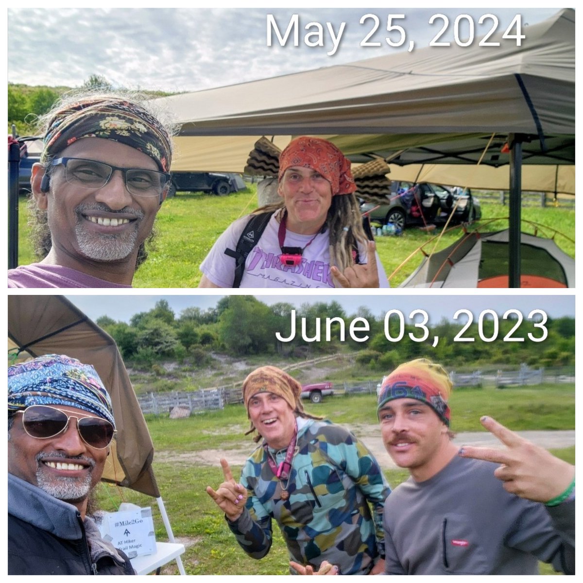 kalvetu's tweet photo. If you bump into someone at random, the odds that you return to the exact same spot—and they do too, at the same time, a year later...
Happened two times ...two different people.🖤❤️💙
#Mile2Go AT Trail Magic https://t.co/H5tqpWriQy