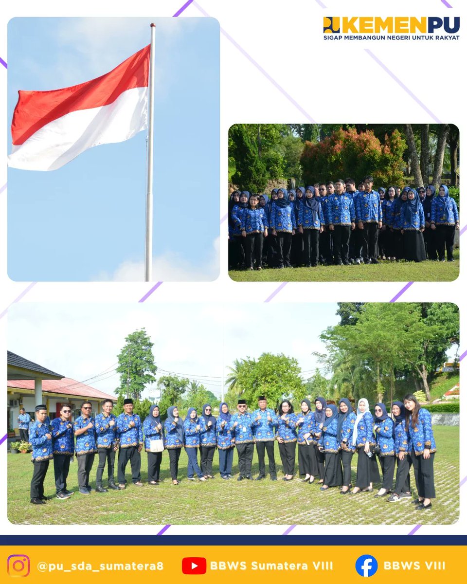 bbwss8's tweet photo. Palembang, Dalam rangka Memperingati Hari Kebangkitan Nasional ke-118 Tahun 2026, Balai Besar Wilayah Sungai (BBWS) Sumatera VIII mengikuti Upacara Bendera bersama yang dilaksanakan dilapangan kantor BBPJN Sumsel dengan mengusung tema "Jaga Tunas Bangsa Demi Kedaulatan Negara https://t.co/fv9Ho6fWLr