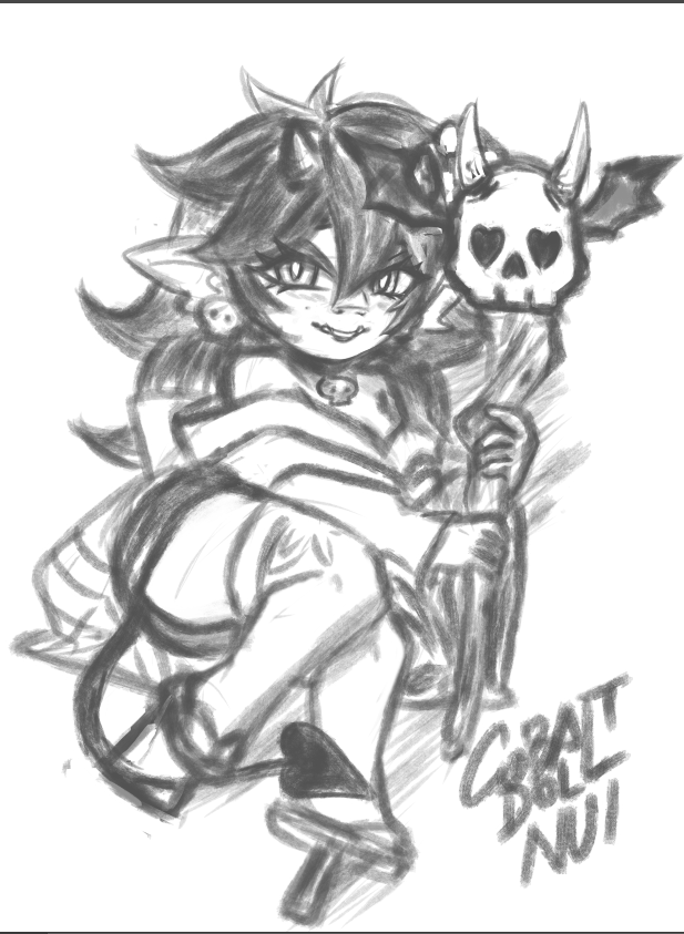 CobaltDollNui's tweet photo. Just a silly sketch of my silly demonsona because I haven't drawn in ages. https://t.co/TDT0YssDzd
