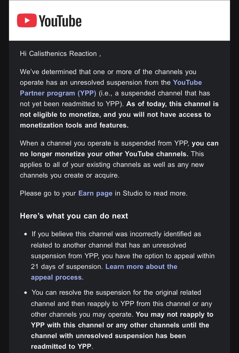 ryhan_x's tweet photo. Dear @TeamYouTube,
My calisthenics reaction channel with over 800,000 subscribers was recently demonetized due to a “related channel” issue. The channel being referenced belongs to my brother and is completely separate from mine in terms of ownership, management, and content. https://t.co/z4wuWnP5BD