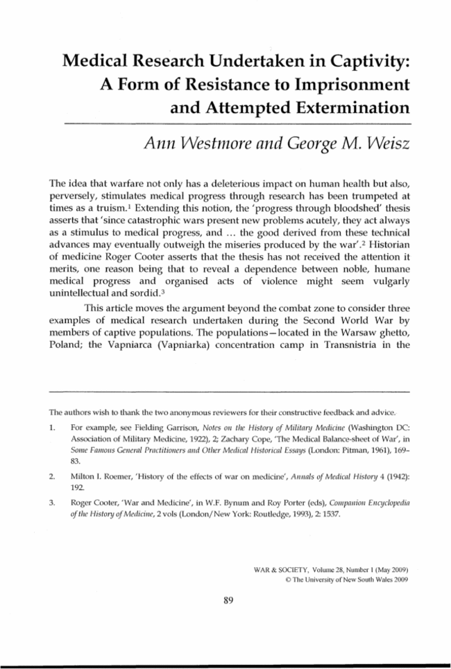 warsocjournal's tweet photo. One of our editorial team recently consulted this article which considers medical research undertaken on captive populations in the Warsaw ghetto, the Vapniarca (Vapniarka) concentration camp, and Changi POW camp. We thought you might be interested too. https://t.co/0Y3aH1Uosw https://t.co/0BTEEKKUUR