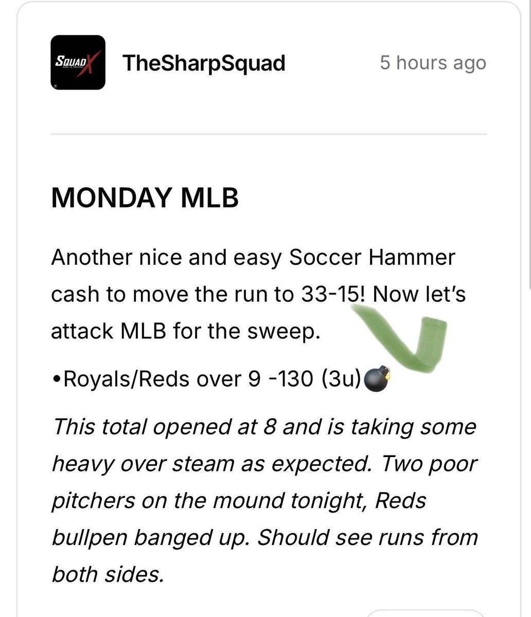 SharpSquad1's tweet photo. THERE IT IS ANOTHER 2-0 VIP SWEEP 

2-0 +7 Units $3,500

REDS/ROYALS OVER 9 -130 (3u)💣✅
VOLUNTARI OVER 1.5 + NORWAY OVER 1.5 -135 (4u)🔨✅

It’s like taking candy from a baby at this point. Making thousands a day 💰

#1 VIP ON X 🧹 https://t.co/AAVEs8VO3A