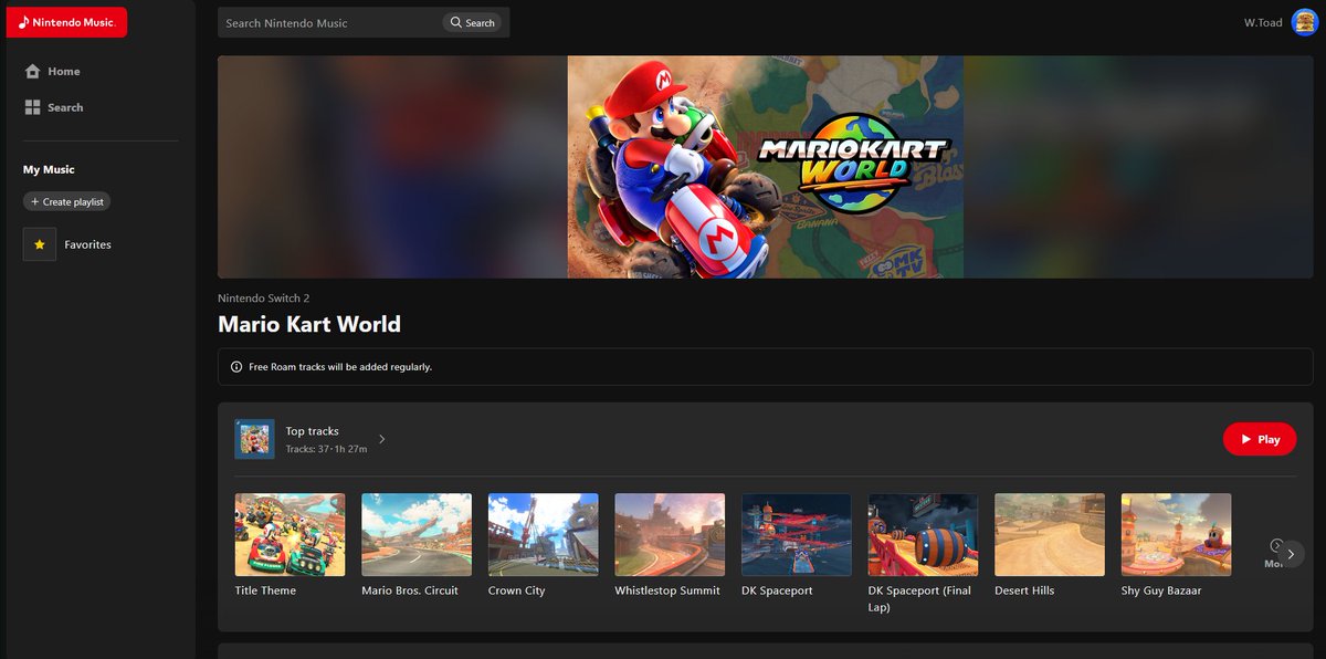 Washingtoaad's tweet photo. dude nintendo music finally got added to browsers this has made the service legitimately 10x better. hopefully they'll make a desktop specific app but that will never happen https://t.co/Pzti99L3wh