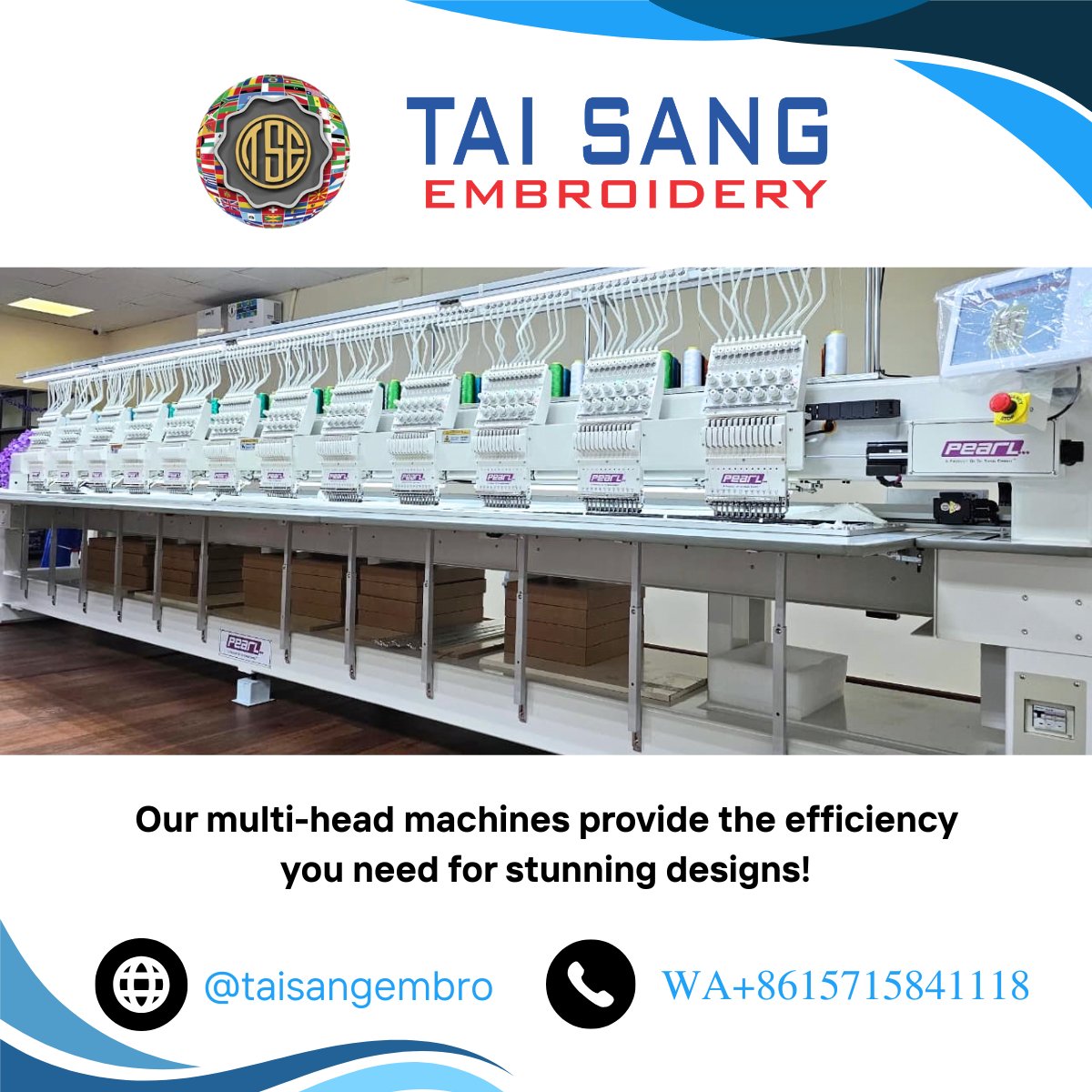 TaiSangCN's tweet photo. ✨ Boost your production with multi-head embroidery power from Tai Sang Embroidery 🧵⚙️
Designed for speed and efficiency, these machines help you create beautiful, detailed designs while handling multiple orders with ease. 🚀
https://t.co/IaBhThwoCC
#TaiSangEmbroidery #MultiHead https://t.co/zl0fkj1uej