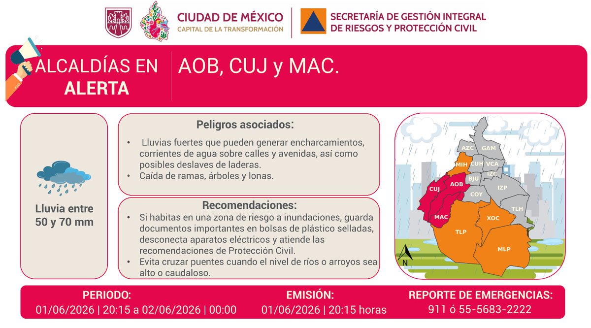 LopezCasarinJ's tweet photo. Se actualiza #AlertaRoja por intensificación de lluvias fuertes.

Por favor manejen con precaución, eviten tirar basura y manténganse atentos a la información oficial.
Nuestros equipos ya se encuentran en territorio para atender cualquier emergencia. https://t.co/LPsM5M5Gn3