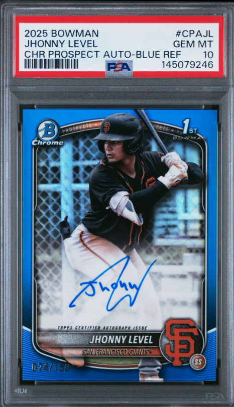 buddmancards's tweet photo. 2025 Bowman Jhonny Level True Blue Gems https://t.co/qqO3OXRfHA