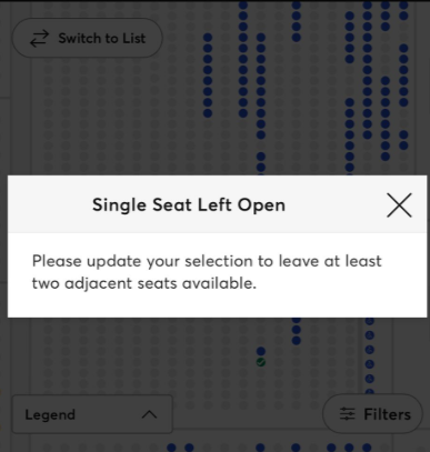 NaokoM__'s tweet photo. Single Seat Left Open

1枚で購入したいのに選択できない件
昔はこんなルールなかったよね…

#チケマス
#Ticketmaster
#TM 
#방탄소년단 #BTS #BTS_WORLDTOUR_ARIRANG #BTS_WORLDTOUR_ARIRANG_AUSTRALIA https://t.co/iN1ZVhVdj3