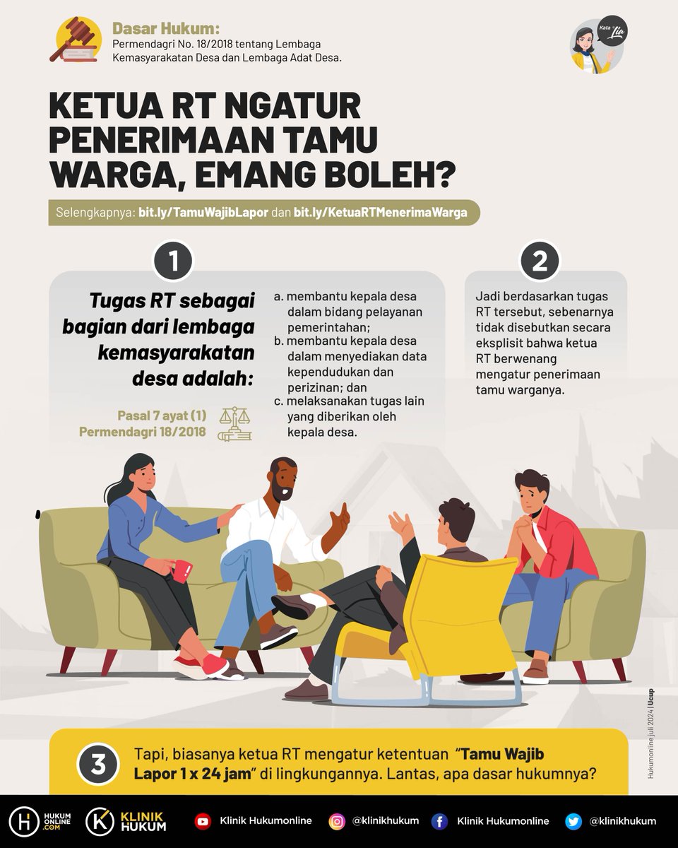 klinikhukum's tweet photo. Ketua RT pada dasarnya tidak berwenangan mengatur penerimaan tamu warga. Terus, apa saja tugas dari ketua RT?
Selengkapnya:
- https://t.co/29rdUxMpw2
- https://t.co/SF6yc90nWl
#klinikhukum #hukumonline #melekhukum #infografishukum #ketuart https://t.co/sBYaFgOORU