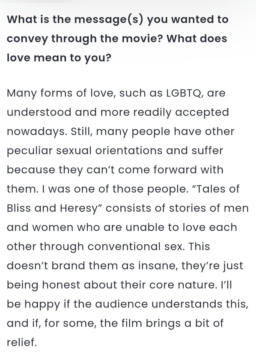 BasedYew's tweet photo. Happy pride month! Here's this interview with Noboru Iguchi for "Tales of Bliss and Heresy" https://t.co/bN5oMVR9XD