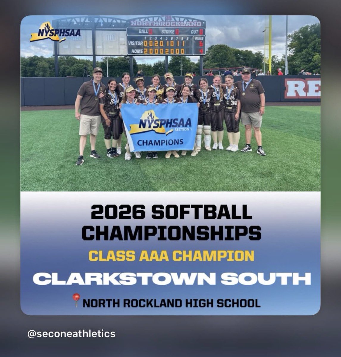 LunaCara2390's tweet photo. Section 1 Champions @SouthSoftball0  I’m so incredibly proud to be a part of this team!! We never ever give up and our hard work has paid off! 2025 AA champs 2026 AAA CHAMPS 💪🏼🥇🥎❤️🙏🏼 @LoHudSoftball @SecOneAthletics @SouthViking https://t.co/5yXWbfiJEj