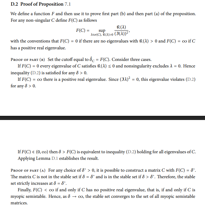 MosheEcon's tweet photo. @tumacius When I am digging through the proof of proposition 7.1 its a bit terse. Seems less to do with preferences directly and more to with whatever C and D are.

Maybe I need to sit on this a bit more. I appreciate the picture, but independently reading the proof is strange. https://t.co/gnU3FKiPf0