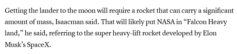 CReusability's tweet photo. Wait so Blue Moon MK1 is launching on Falcon Heavy? Can't find the full version of Jared's statements tho. https://t.co/TRf5uRsNgq