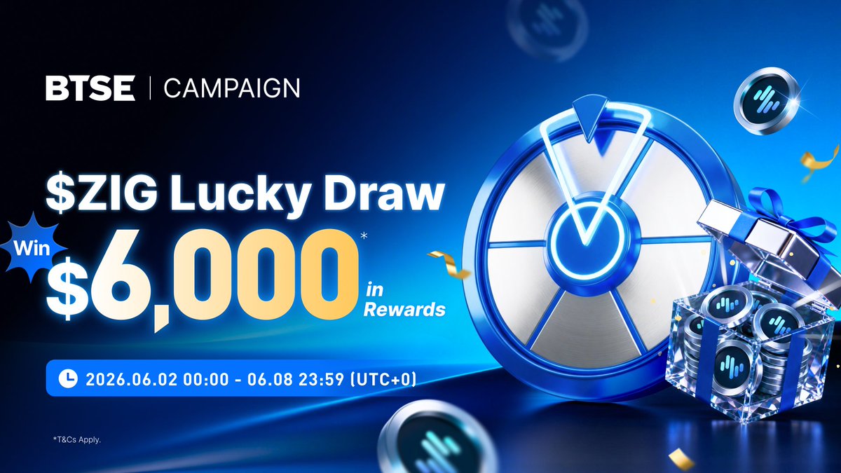 BTSE_Official's tweet photo. 🚀 #BTSE x $ZIG $6,000 Lucky Draw is LIVE! 💰✨

🎁 $6,000 in $ZIG rewards up for grabs — Lucky Draw & $200 Bonus all in one pot!

Earn entries by signing up, trading, or holding $ZIG @ZIGChain

1️⃣ Comment a screenshot of $ZIG trade on BTSE
2️⃣  RT this post + @ 3 friends
3️⃣ Add #BTSECampaign + $ZIG
🗓️ June 1, 00:00 - Jun 7, 23:59 (UTC) 

🎯 Join here: https://t.co/kqdEJEQLRt

#BTSECampaign #ZIG #Airdrop