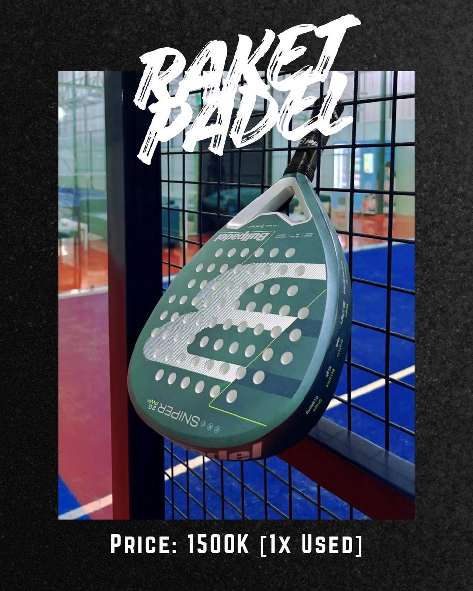 AndreSoehlim's tweet photo. WTS Raket Padel

Raket Padel “BullPadel Sniper 2.0”
Condition: Used 1x
Price: Rp 1.500.000 https://t.co/EjCPK20NM6