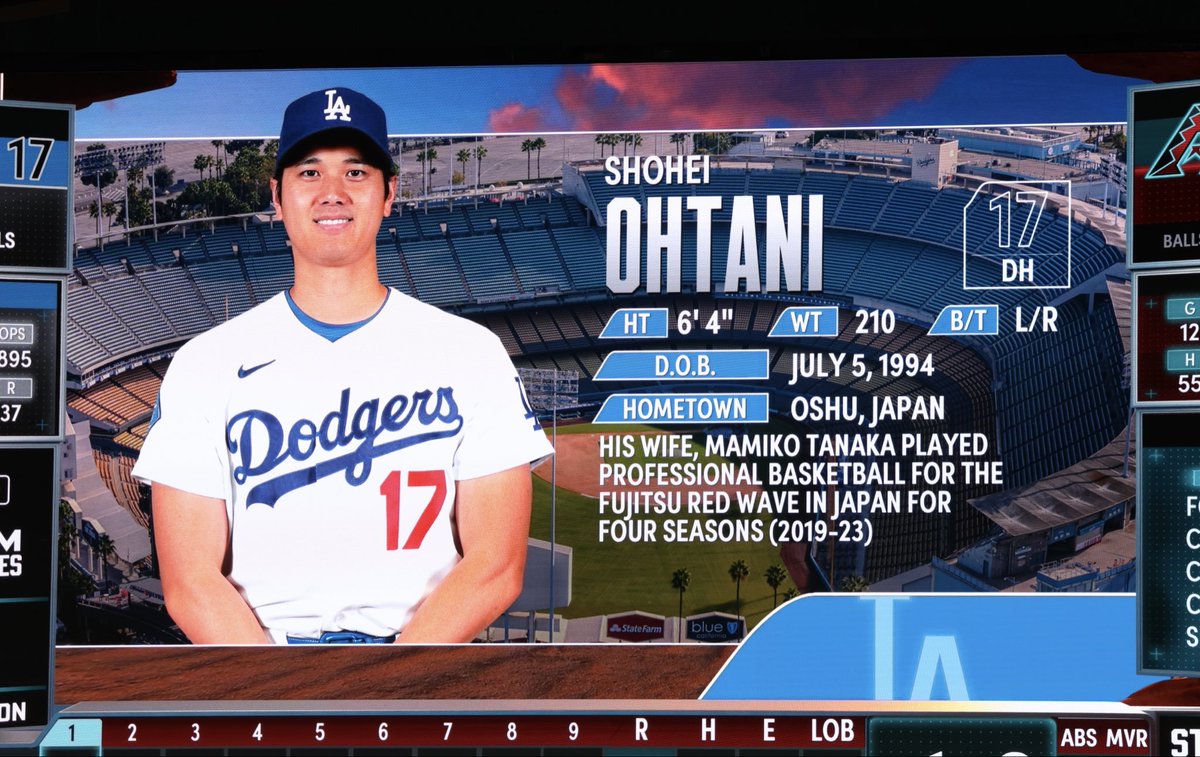敵地のスクリーンでは #大谷翔平 選手の家族を紹介👀 #ShoheiOhtani