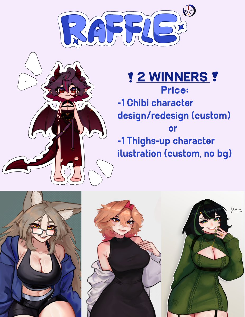 TorasagiPixy's tweet photo. ⭐️ART AFFLE⭐

Rules: 
❤️Like, RT, and follow
✨Comment your model/character or your idea for character
‼️No secret models/designs
if this post reaches 25 RTs, I’ll choose an additional winner!

📅 Ends on June 14

Good luck everyone!!
#raffle #giveaway #artraffle https://t.co/OBavm48HnG