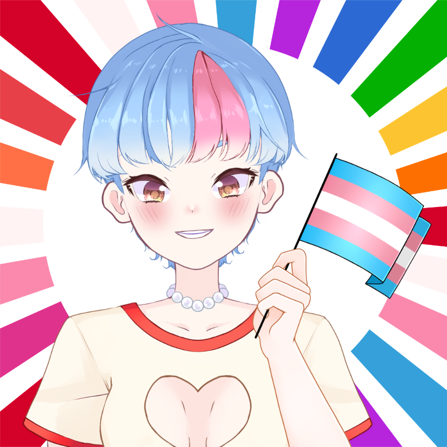 Aura_Sinclair's tweet photo. Happy Pride Month! I love being queer and trans almost as much as I love my smokin' hot wife! https://t.co/Sq9jIWIXZO