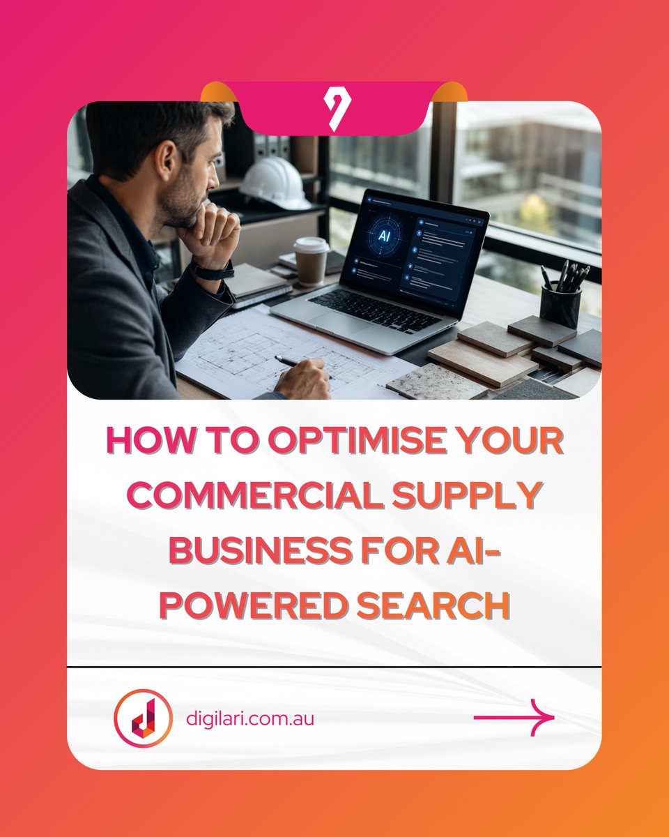 Digilari's tweet photo. Most commercial construction suppliers are still optimising for Google rankings alone. But in 2026, buyers are increasingly asking AI who to trust, compare, and specify. 
#CommercialConstruction #ConstructionSuppliers #B2BMarketing #AIMarketing #DigitalStrategy #DigilariMedia https://t.co/A6myZz3EBb