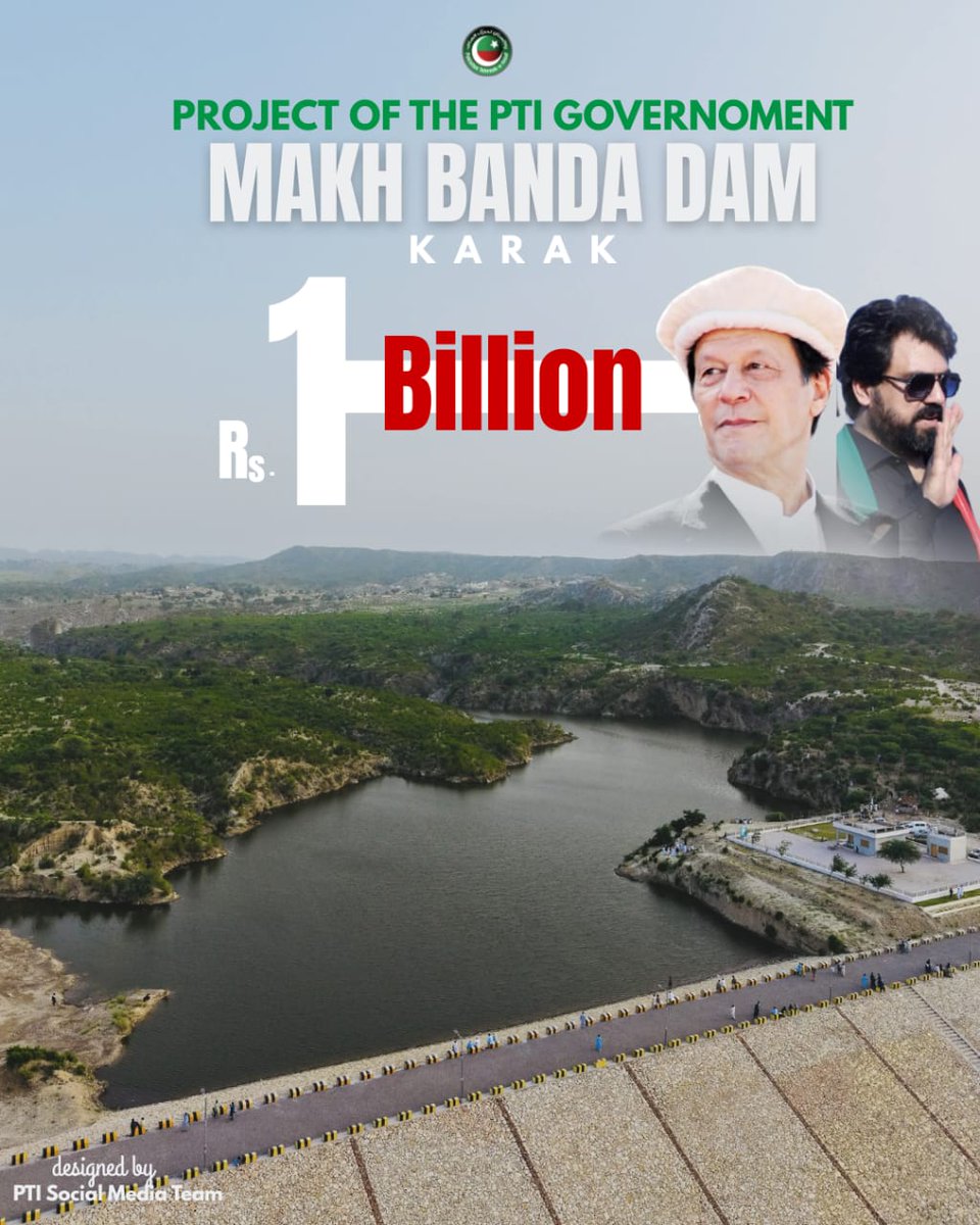 PTIKPOfficial's tweet photo. Under Imran Khan's vision to build small dams in KP, Makh Banda Dam in Karak was established at a cost of Rs. 1 Billion.

It will irrigate 725 acres of land and raise the groundwater level in the surrounding area. 

Thank you Imran Khan! 

#KPSmallDams #KPUpdates https://t.co/0xggoqld2O