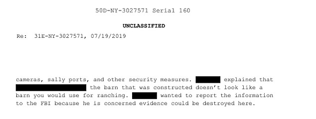 WeTheAngry's tweet photo. @BaddCompani In 2019 a retired NM state police officer reported to the FBI a suspicious barn on Zorro Ranch, enclosing a suspected incinerator. He reported rumors of girls at the property and concern for destruction of evidence. Then Trump DOJ shut down the investigations. https://t.co/a1td9cZMVr