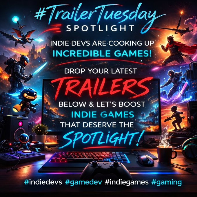 TheGamerSection's tweet photo. 🎬 It’s #TrailerTuesday! Indie devs, this is your moment to shine 🎮

Drop your latest trailers, teasers, or gameplay clips below 👇
Let’s boost each other, gain visibility, and get more eyes on your game 🚀
#IndieDevs #GameDevs #ShowYaGame https://t.co/L01QeK18ec