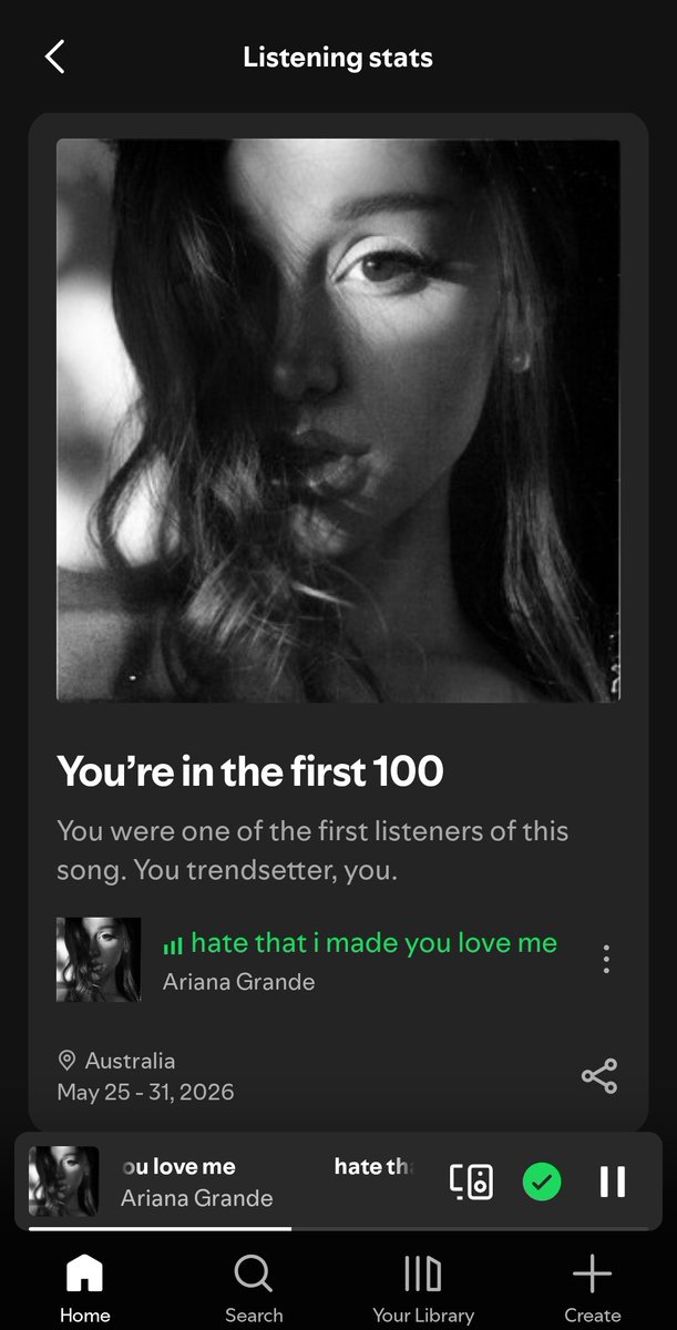 bystander103's tweet photo. Not only did I love the song from the first listen, I was also one of the first 100 to listen here in Australia! 
Now, release those versions @TeamAriana, @RepublicRecords cuz the US peeps need to put this song No.1, as Ariana Grande deserves! 

#hatethatimadeyouloveme https://t.co/4jvD8WSmnm